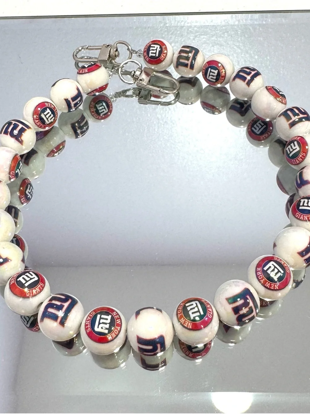 New White Beaded NY Bag Chain 18 inches